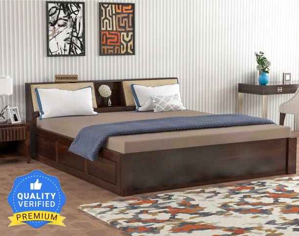 Taskwood Furniture Solid Sheesham Wood King Size Bed For Bed Room / Hotel. Solid Wood King Box Bed