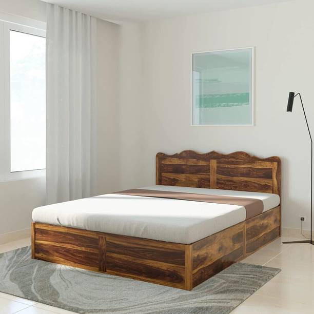Rajgharana Solid Sheesham Wood Queen Size Bed with box storage For Bed Room/Guest Room/Home Solid Wood Queen Box Bed