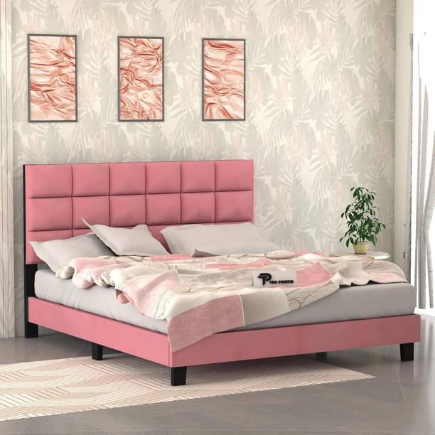Manorekha Upholestery Premium Fabric Cot for Home- 6.5 X 5 Ft Bed Engineered Wood Queen Bed