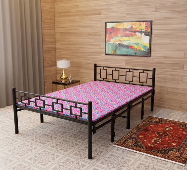 FOLDURA Cubix Series Queen Metal Bed Metal Queen Bed, 206 cm x 157 cm (6.76 ft x 5.15 ft)