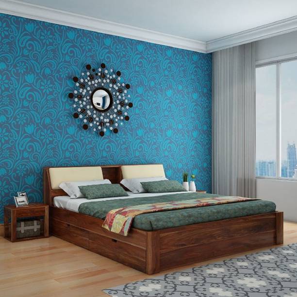 mewar furniture Solid Sheesham Wood Queen Size Bed With Storage For Bed Room, Hotel. Solid Wood Queen Bed, 223 cm x 157 cm (7.32 ft x 5.15 ft)