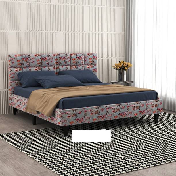 Flipkart Perfect Homes Floral Print Upholstered Headboard Engineered Wood Queen Bed