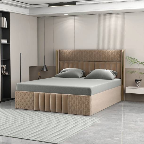 Klenta Home Decor Engineered Wood Upholstered Queen Size Bed With Storage And Headboard For Home Engineered Wood Queen Box Bed
