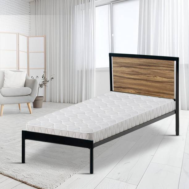 Jeometri Sofia Metal & Wood Bed With Headboard | 3 Year Warranty | Solid Wood and Steel Metal Single Bed