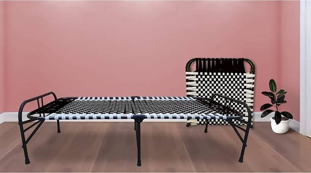 shiv ent Foldable Bed Portable Single Folding Bed Niwar Charpai Khatiya Bed for Sleeping Metal Single Bed