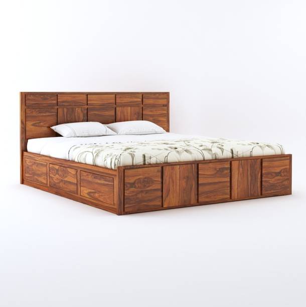 Ganpati Arts Sheesham Wood Scott Bed/Wooden Cot With Hydraulic Storage Bed For Bedroom/Home Solid Wood Queen Hydraulic Bed