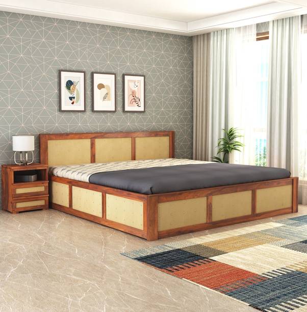 GOYALINTERIOR Sheesham Wood King Bed/Wooden Cot/Wooden Bed With Box Storage For Home Solid Wood King Box Bed