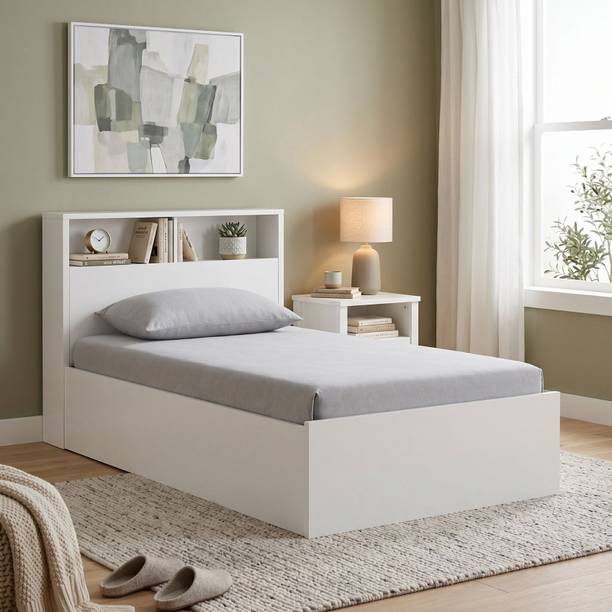 Delite Kom Urban Single Bed | with Box & Headboard Storage | Assembly Included | Engineered Wood Single Box Bed, 213 cm x 95 cm (6.99 ft x 3.12 ft)