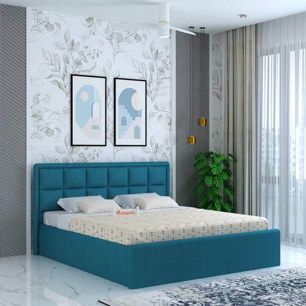 Ganpati Arts Wooden Roman Upholstered Queen Bed/Upholstered Wooden Double Bed with BoxStorage Engineered Wood Queen Box Bed
