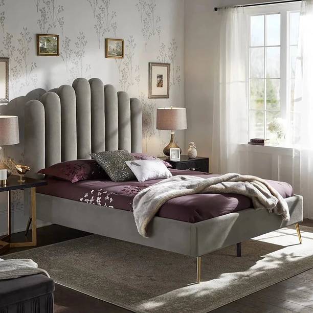 Wakeup India Imperial Upholstered Bed | Leatherette Fabric Bed Without Storage | 78x60 Inch Engineered Wood Queen Bed