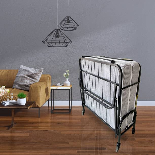 Palmen Vento Rollaway Folding Bed with 6” Foldable Spring Mattress Metal Single Bed