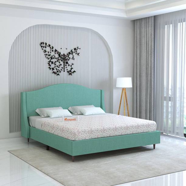 Ganpati Arts Wooden Maron Upholstered Queen Bed/Upholstered Wooden Double Bed without Storage Engineered Wood Queen Bed