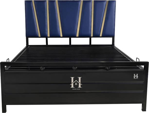 HomeHub Furniture Blucy ( 6X5 ) Queen Size Metal Bed with Storage Metal Double Box, Hydraulic Bed