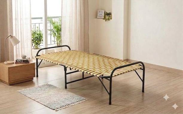 Malik Enterprises Folding Cot Single Bed Metal Frame Sleeping Cot Heavy Duty Foldable Charpai Metal Single Bed, 180 cm x 90 cm (5.91 ft x 2.95 ft)