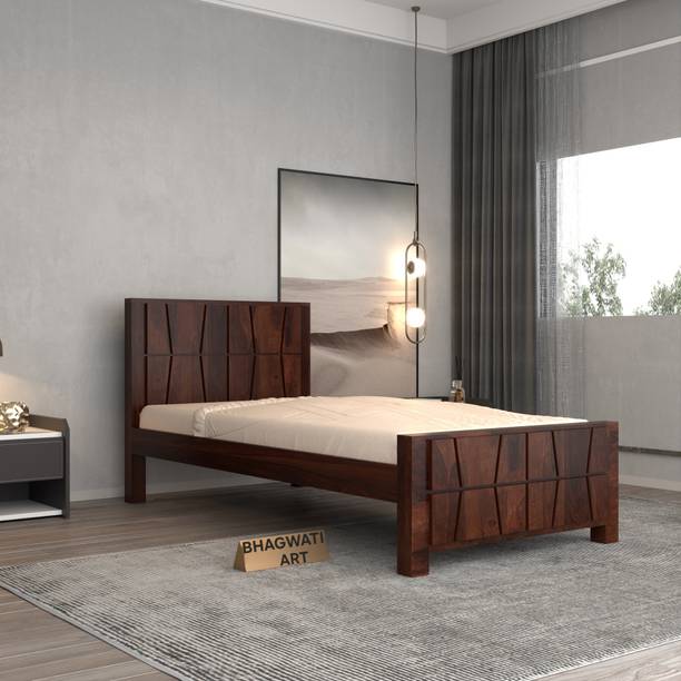 BHAGWATI ART Solid Sheesham Wood Single Size For Bedroom/ Hotel | Solid Wood Solid Wood Single Bed, 205.74 cm x 106.68 cm (6.75 ft x 3.5 ft)