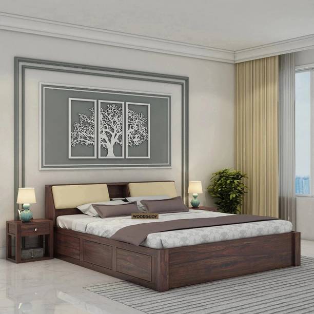 WOODENJOY Sheesham Wood Bed/Wooden King Bed/Wooden Bed/Cot With Box Storage For Home Solid Wood King Box Bed