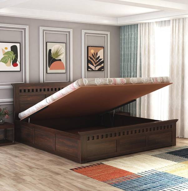 SAVITRIDECOR Sheesham Wood King Size Hydraulic Storage Bed For Bedroom/Living Room Solid Wood King Hydraulic Bed