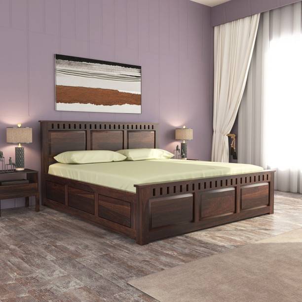 BHAGWATI ART Solid Sheesham Wood King Size For Bedroom/ Hotel | Solid Wood Box Bed Solid Wood King Box Bed, 205.74 cm x 190.5 cm (6.75 ft x 6.25 ft)