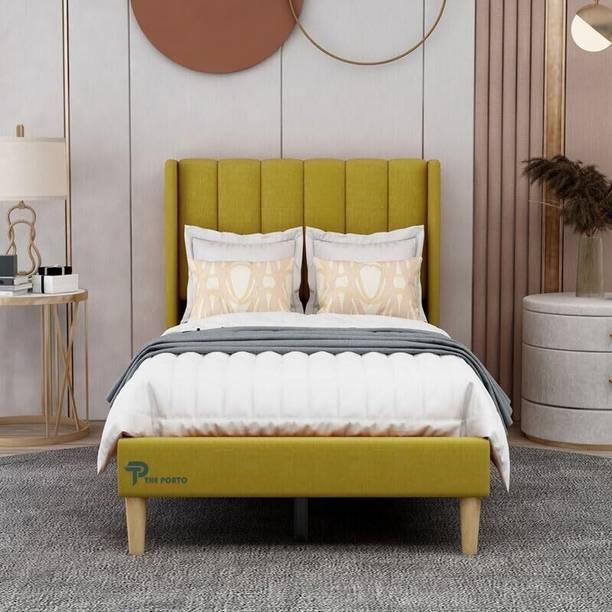 KDDecor Upholestery Premium Fabric Cot for Home Engineered Wood Single Bed