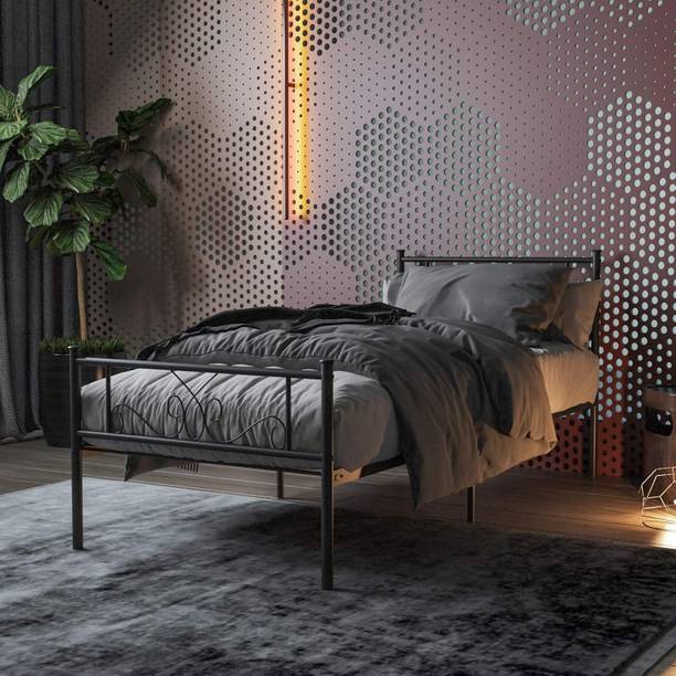 ADORN MART Twin Bed Frame with Headboard and Footboard, Black Bed Frame. Metal King Bed
