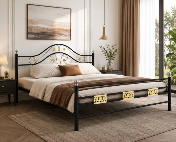 Anishwar Aurora Iron Metal Queen Bed, 198.12 cm x 152.4 cm (6.5 ft x 5.0 ft)