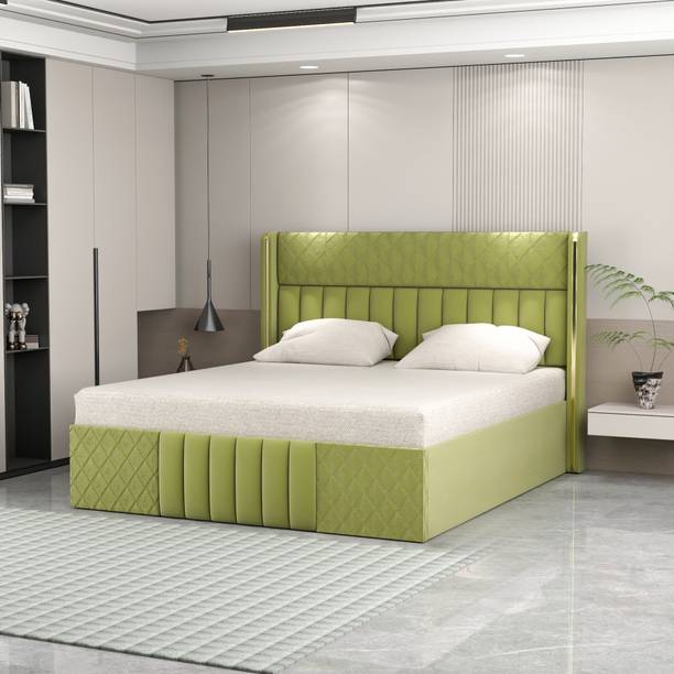 CARLTON LONDON Upholstered bed with storage And Headboard For Bedroom Without Mattress Engineered Wood Queen Box Bed