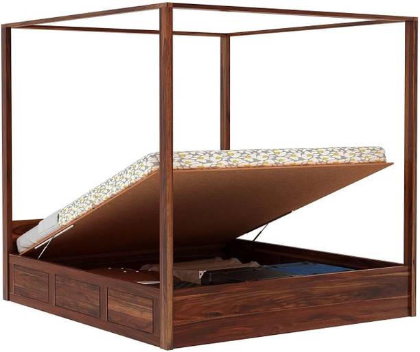 WOODENJOY Sheesham Wood Queen Bed/Wooden Bed With Hydraulic Storage/Wooden Palaung Solid Wood Queen Hydraulic Bed