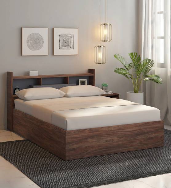 Casacraft From Pepperfry Wooden Queen Bed/Wooden Cot/Bed With Storage For Home Engineered Wood Queen Box Bed