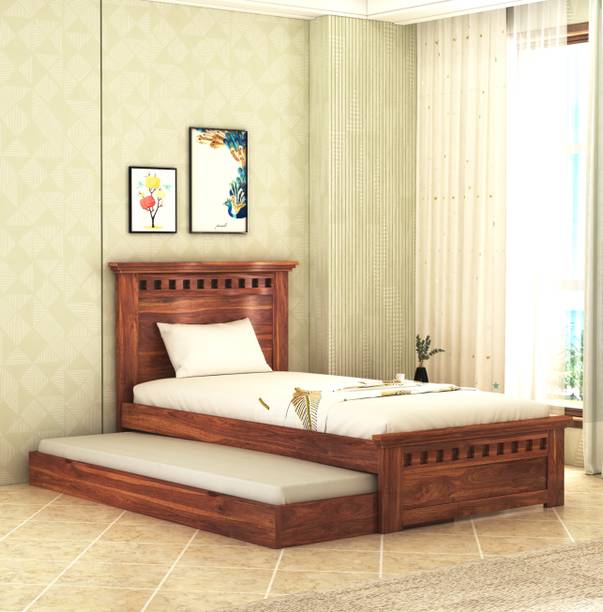 Suncrown Furniture LeafLine Sheesham |Palang|Cot with Storage for Bedroom|Hotel|Living Room Solid Wood Single Drawer Bed