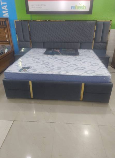 Jaifoam Solid Wood Double Box Bed, 185 cm x 255 cm (6.07 ft x 8.37 ft)