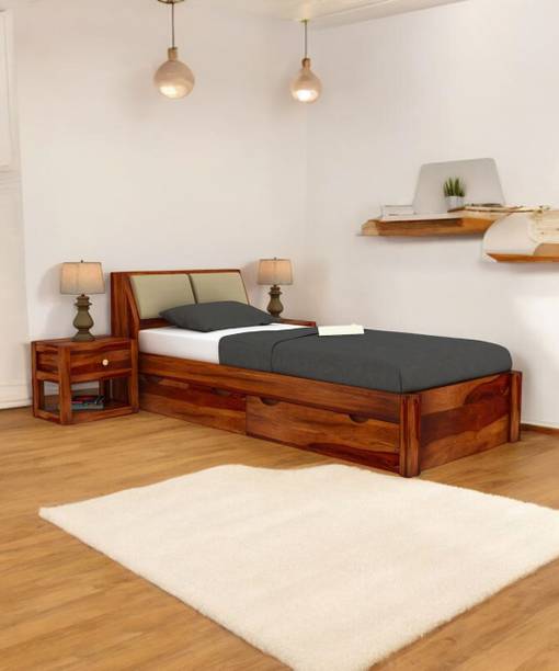 MASHAKA MASHAKA Sheesham wood bed Solid Wood Single Drawer Bed