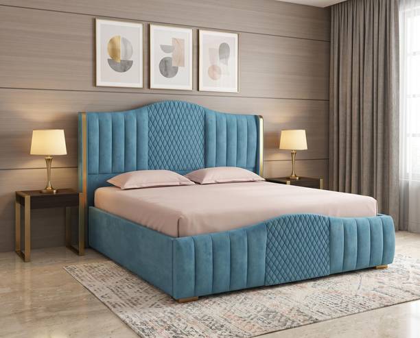Resonix Queen Size Bed With Box Storage And Upholstered Headboard Solid Wood Queen Box Bed, 208 cm x 168 cm (6.82 ft x 5.51 ft)