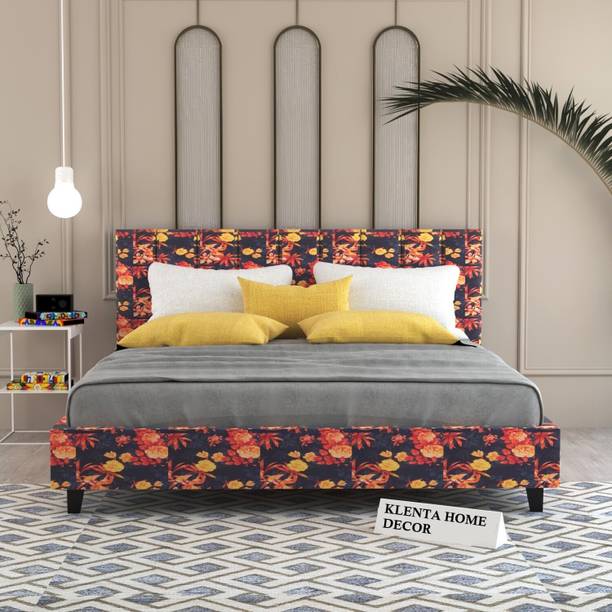 Klenta Home Decor Upholstered Queen Size Bed With Fabric Headboard For Bedroom/ Hotel/ Kids Room | Solid Wood Queen Bed