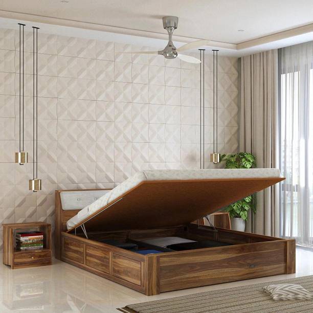 Ganpati Arts Sheesham Wood Victoria Bed/Wooden Bed With Hydraulic Storage For Home Solid Wood King Hydraulic Bed, 210.82 cm x 187.96 cm (6.92 ft x 6.17 ft)