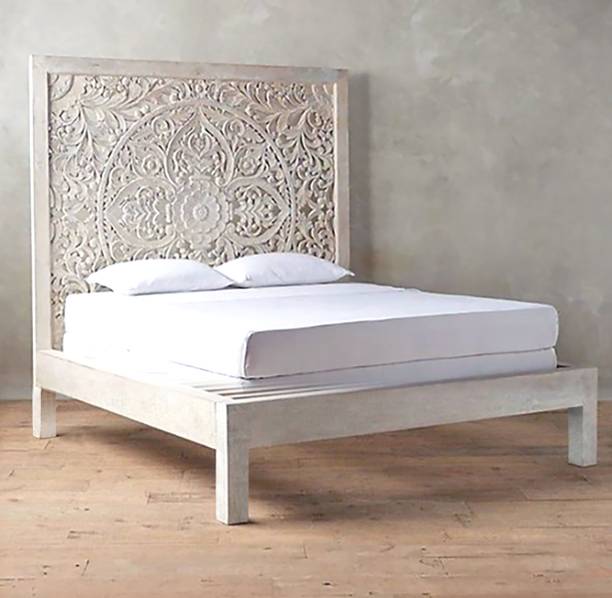 THE ATTIC Jaisal Solid Wood Queen Bed, 210 cm x 160 cm (6.89 ft x 5.25 ft)
