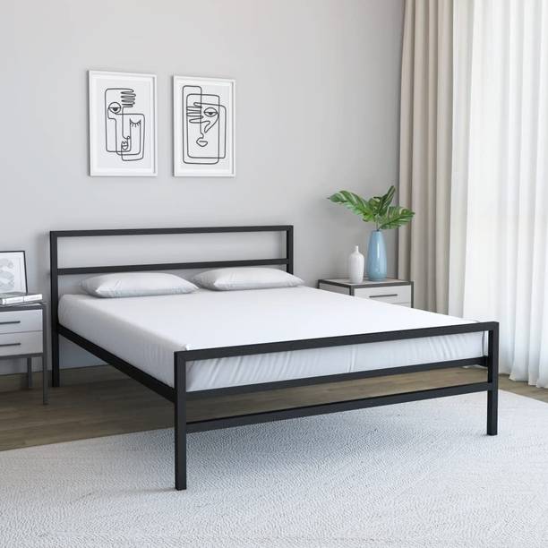 SIYA ART Iron Frame Queen Size Bed Without Storage for Bedroom Metal Queen Bed
