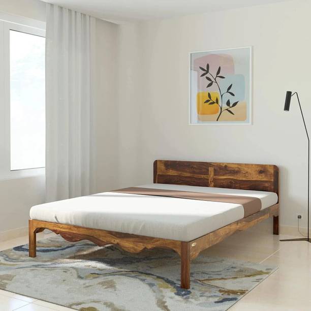 Rajgharana Sheesham Solid Wood Queen Size Bed without Storage for Bedroom /Living Room/Home Solid Wood Queen Bed