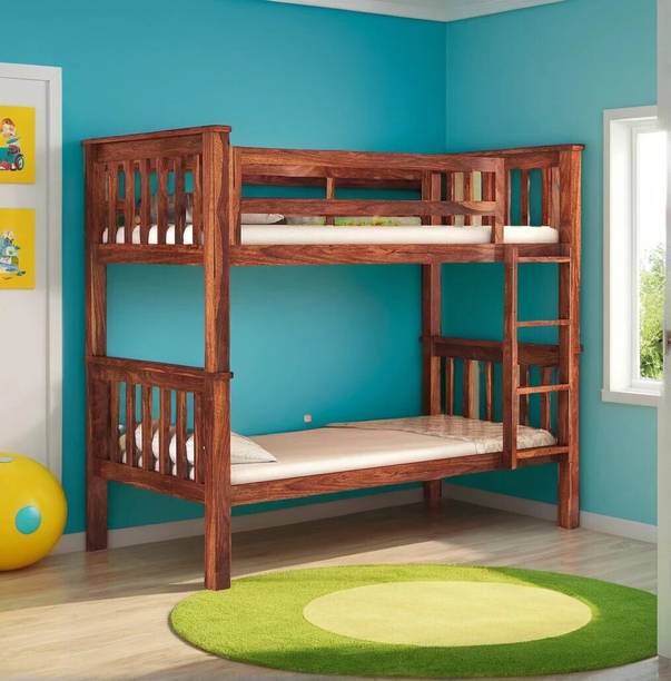 DITHA Solid Wood Bed|Wooden Bunk Bed|Sheesham Wood Kids Bed| Kids Bed|Bed With Ladder| Solid Wood Single Bed, 101.6 cm x 208.28 cm (3.33 ft x 6.83 ft)