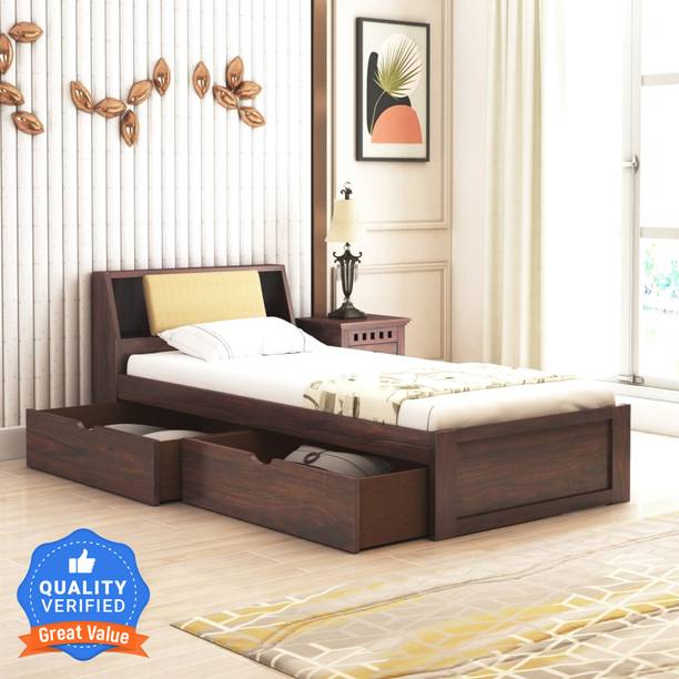 Flipkart Perfect Homes Solid Wood Single Drawer Bed