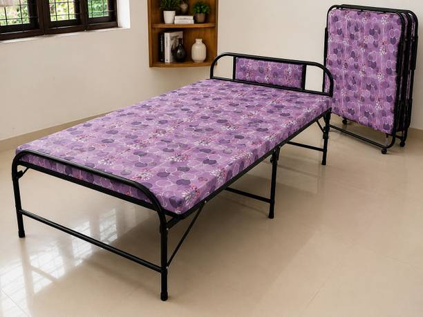 Royalfur Foldable Metal Bed Metal Single Bed, 183 cm x 122 cm (6.0 ft x 4.0 ft)