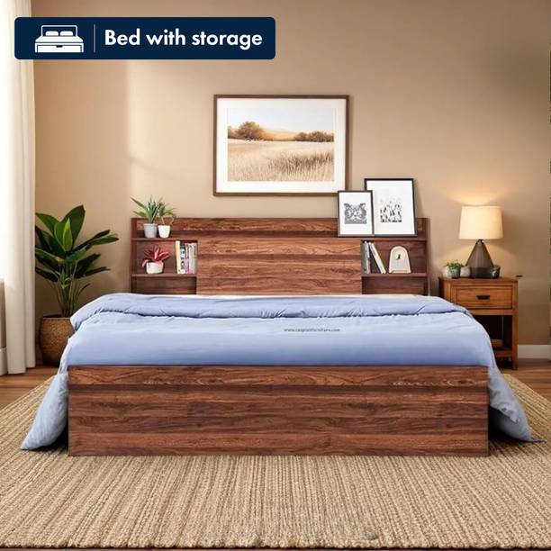 CASPIAN Double Bed Engineered Wood Double Box Bed, 205.74 cm x 157.48 cm (6.75 ft x 5.17 ft)