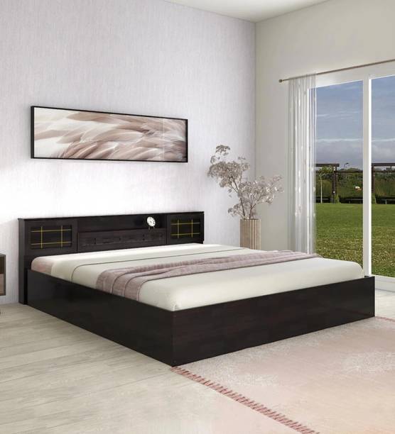 Mintwud from Pepperfry Hideki Wooden Queen Bed/Wooden Cot/Palaung With Box Storage For Bedroom/Home Engineered Wood Queen Box Bed
