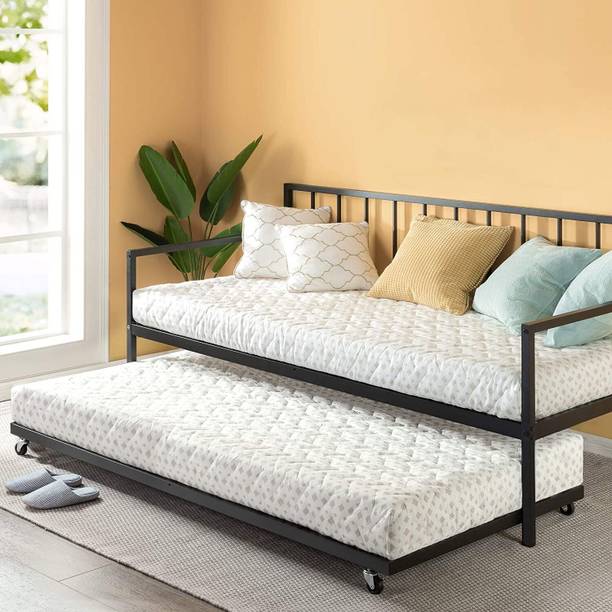 APRODZ Twin Size Metal Daybed with Trundle Bed Metal Single Bed, 195.6 cm x 83.8 cm (6.42 ft x 2.75 ft)