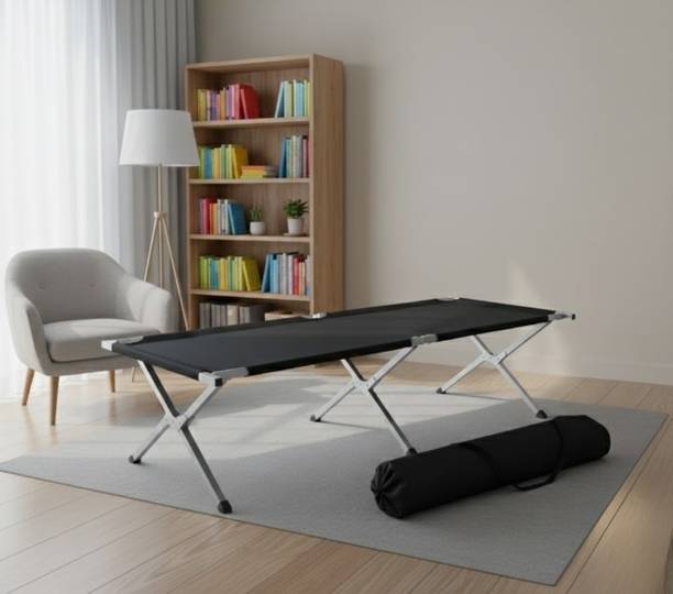 Prime Avtar Portable Folding Camping Cot Military-Style Stainless Steel Bed with Carry Bag Metal Single Bed, 35 cm x 60 cm (1.15 ft x 1.97 ft)