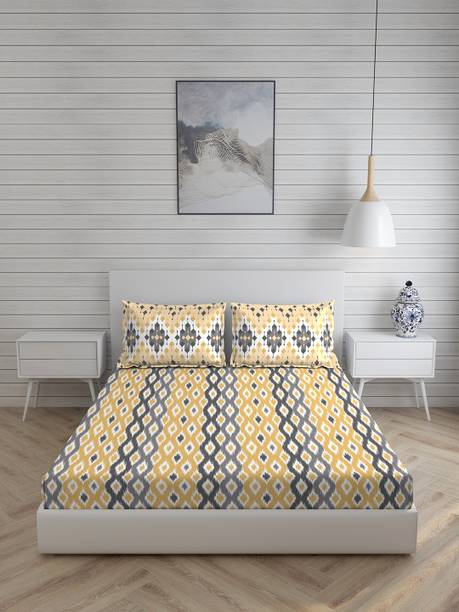 Layers 104 TC Cotton King Geometric Flat Bedsheet