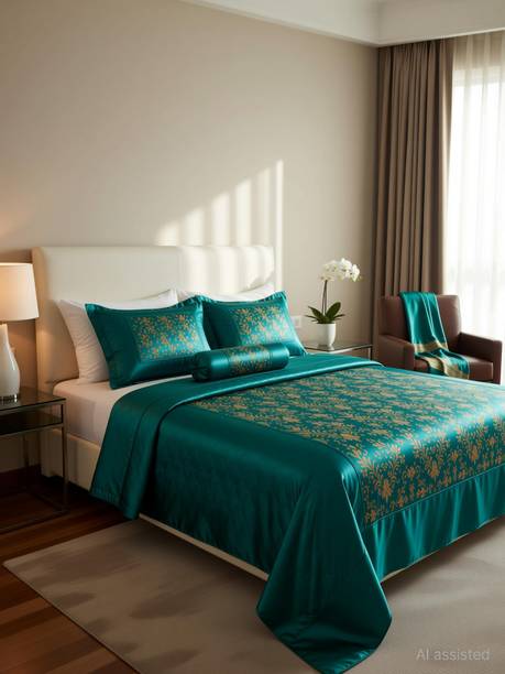 Rajasthan handicraft center Satin King Sized Bedding Set