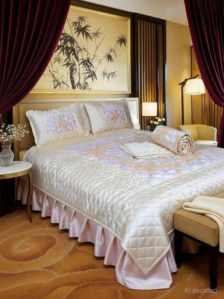 PRISHAA Satin Queen Sized Bedding Set