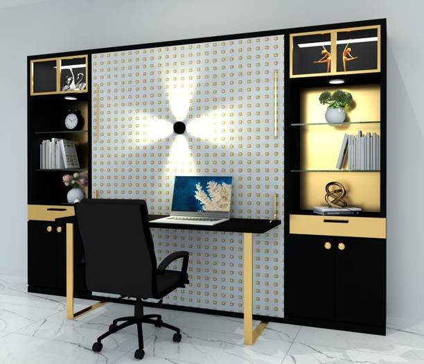 LCOVE Solid Wood Bed + Bedside Table + Wardrobe + Study Table + Book Shelf