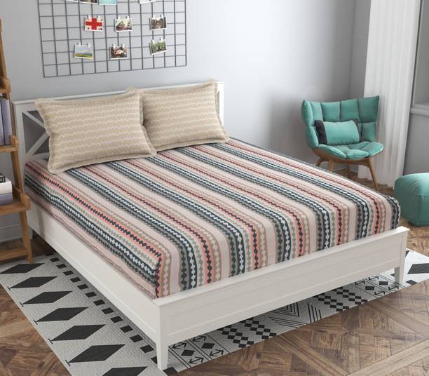 Mafatlal 160 TC Polycotton Double Abstract Flat Bedsheet
