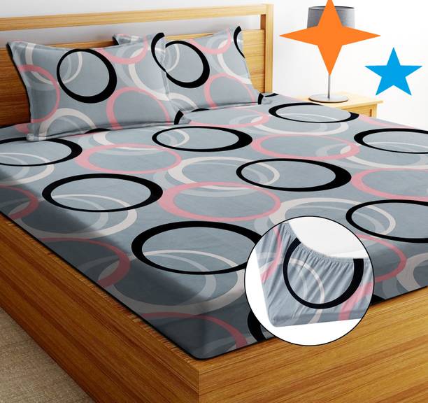 EXFAB 244 TC Cotton King Printed Fitted (Elastic) Bedsheet
